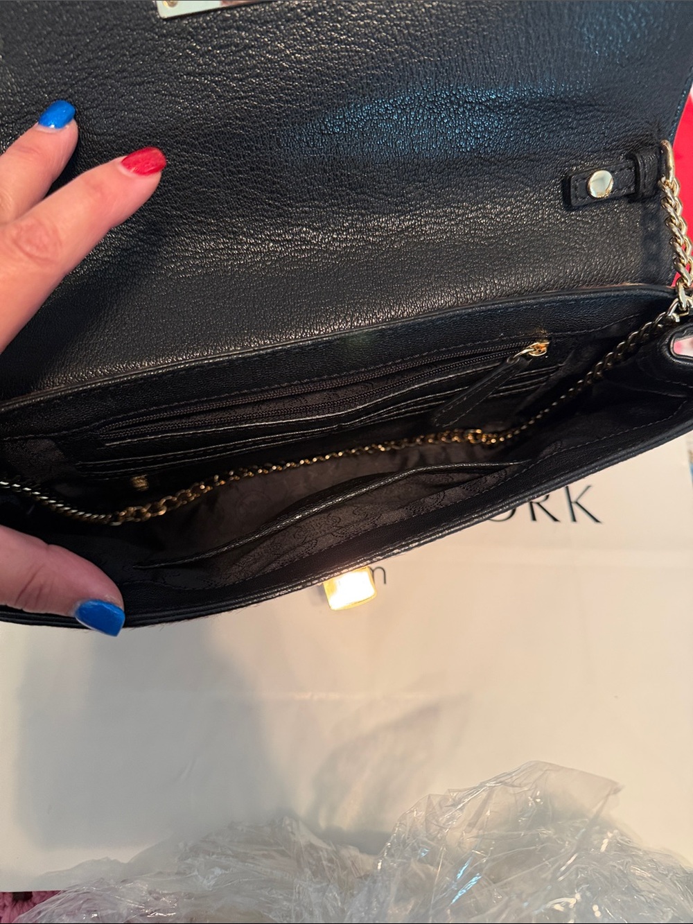 Michael Kors Black & Leopard Print Clutch with Gold Hardware - Picture 2 of 5